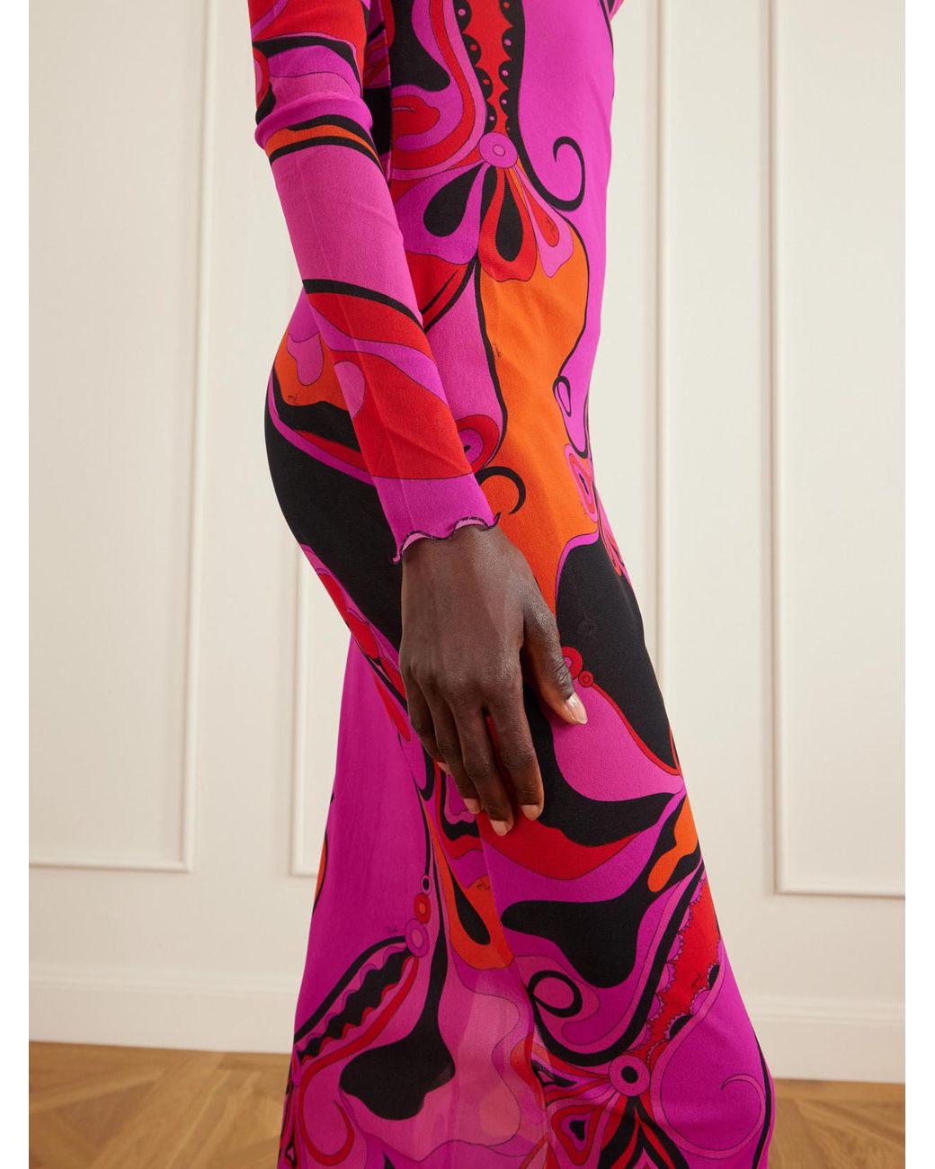 Emilio Pucci Pink Printed Tulle Maxi Dress