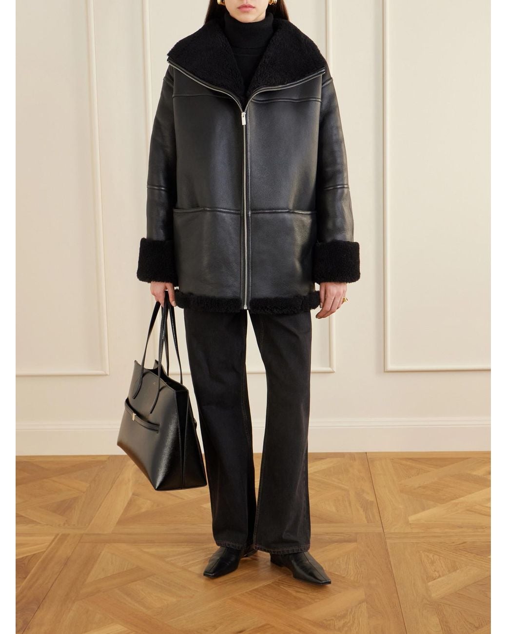 Totême Black Shearling Jacket