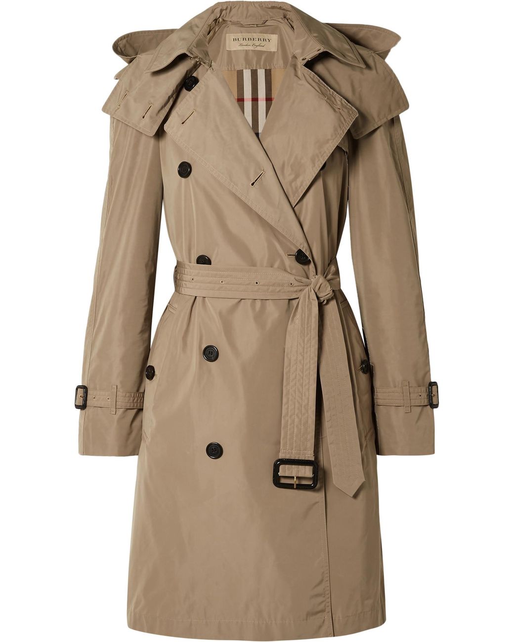 Burberry The Amberford Hooded Shell Trench Coat in Natural | Lyst
