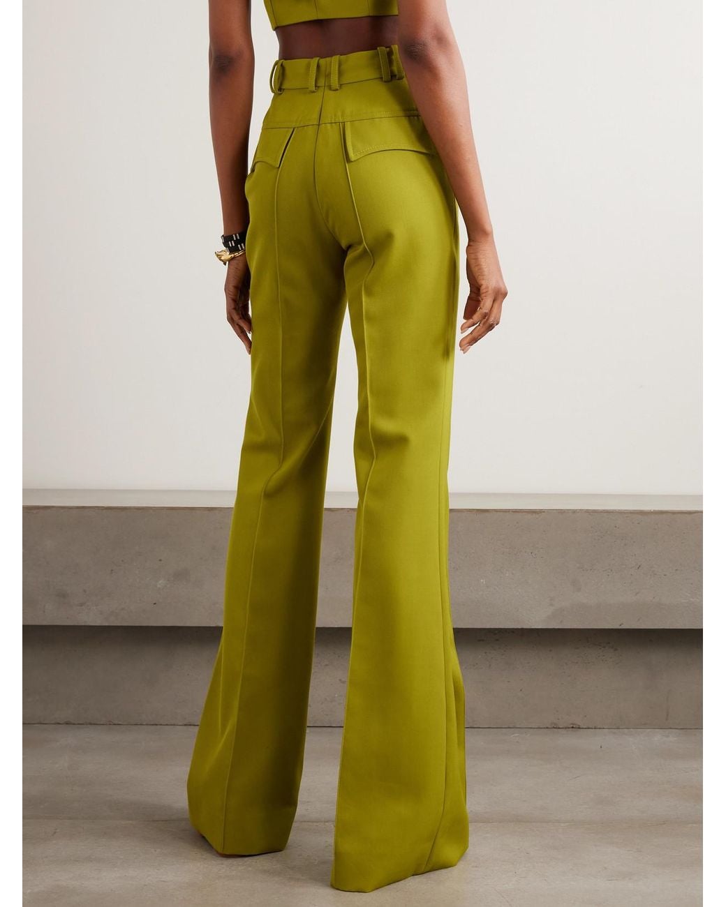 Zimmermann Green Luna Twill Wide-Leg Pants