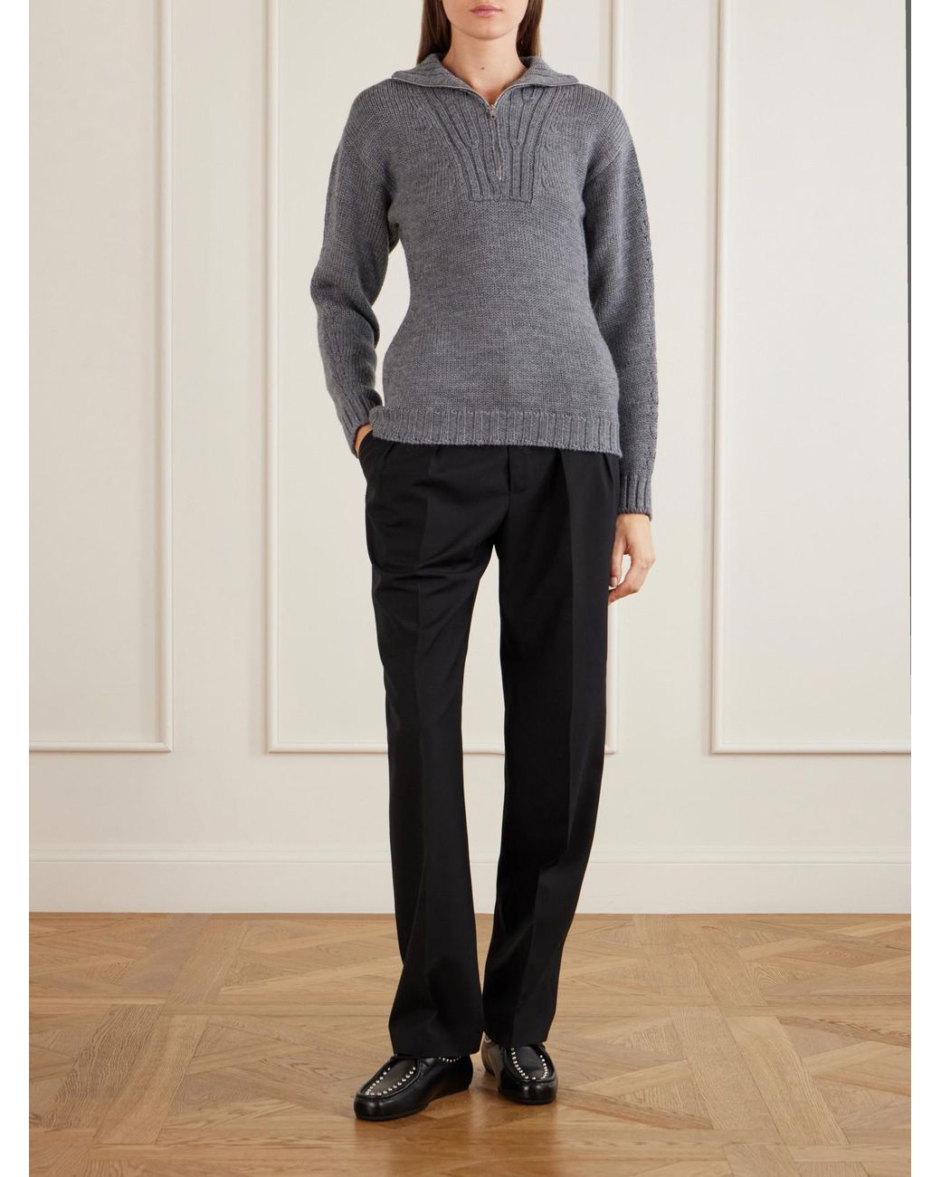 Jil Sander Black Hood Studded Leather Loafers