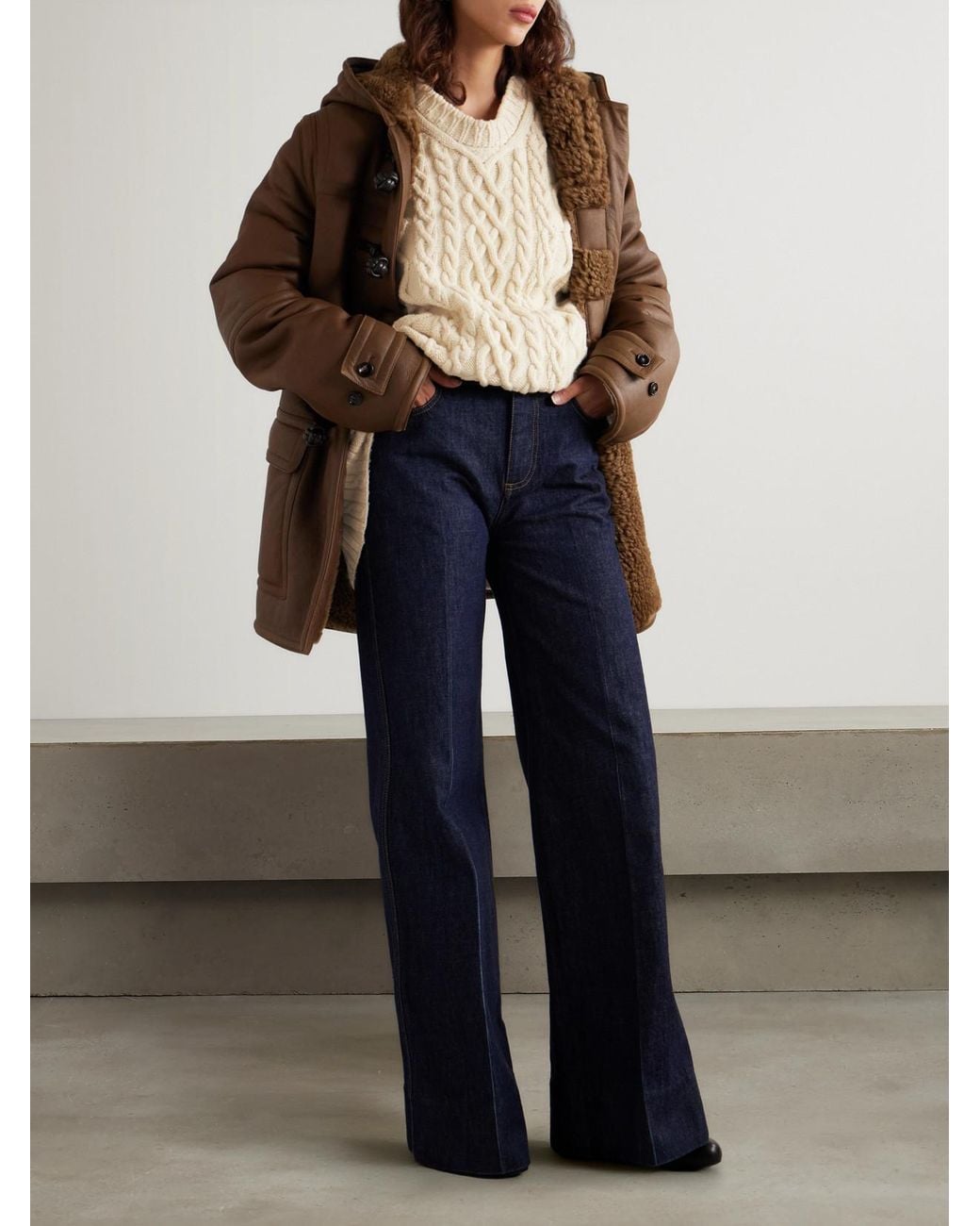 Bottega Veneta Natural Oversized Cable-Knit Wool Sweater