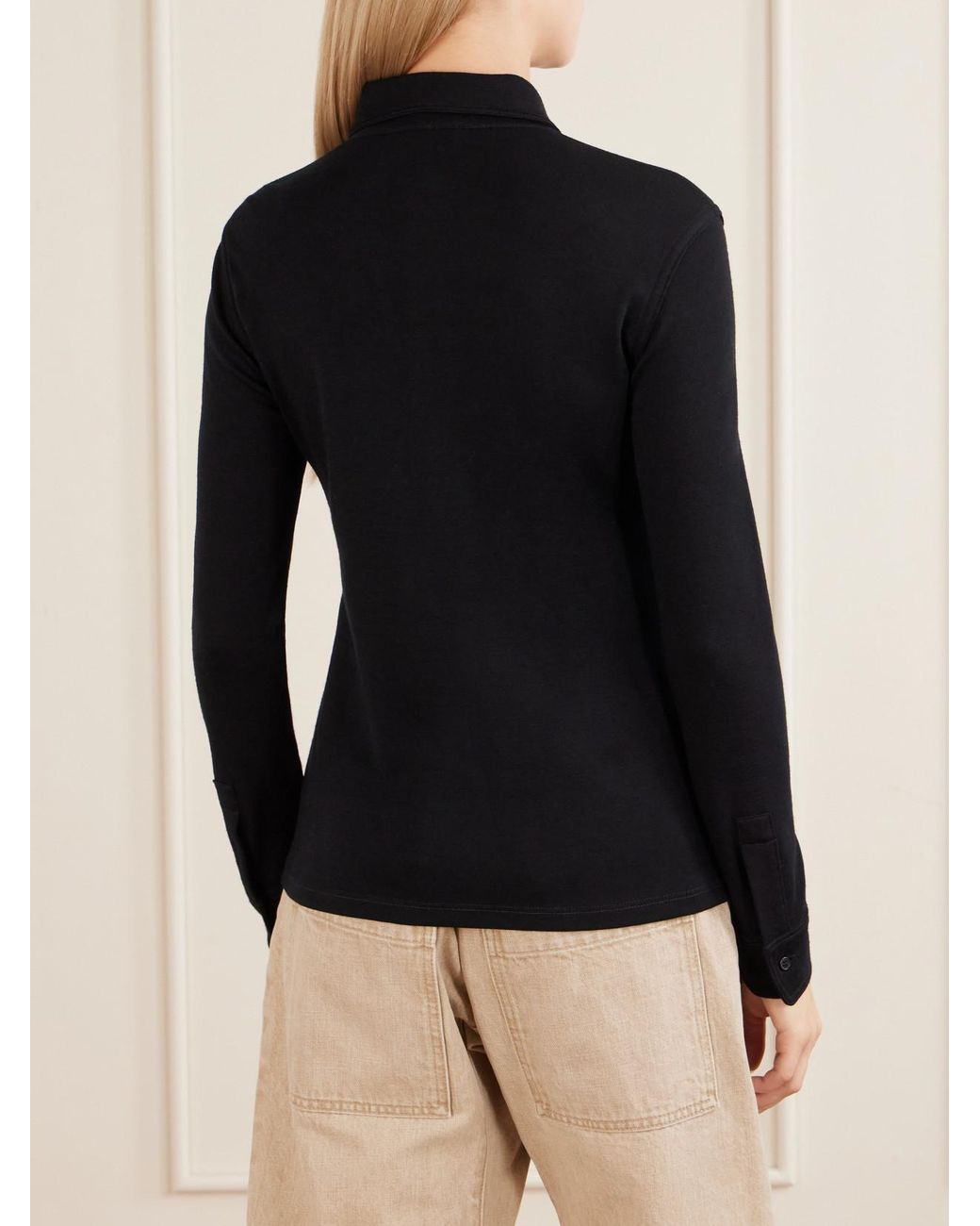 Nili Lotan Black Ibra Merino Wool Shirt
