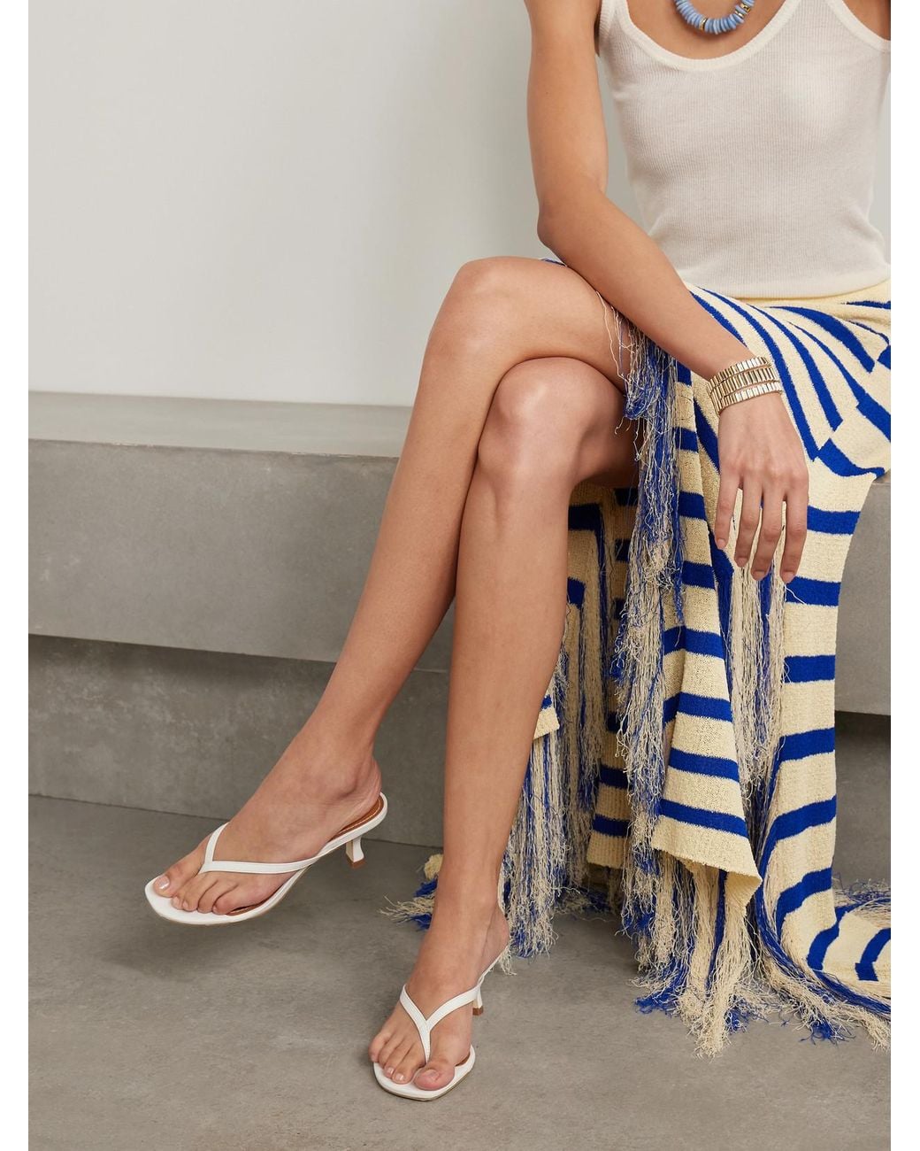 Staud Natural Freja Leather Sandals