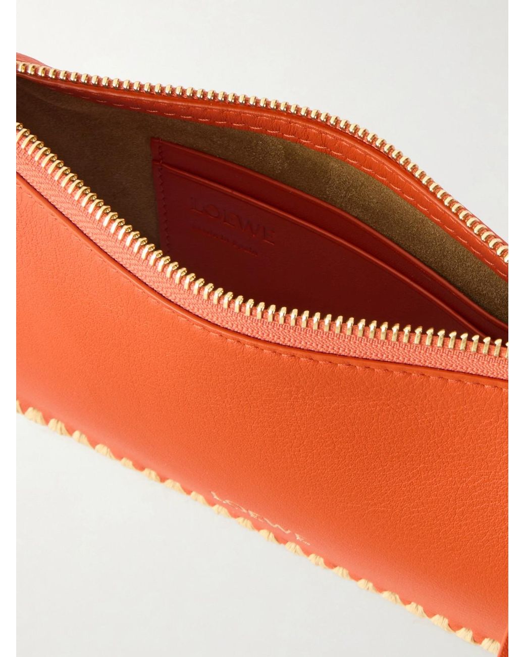 Loewe Red Paula's Ibiza Rio Raffia-Trimmed Leather Shoulder Bag
