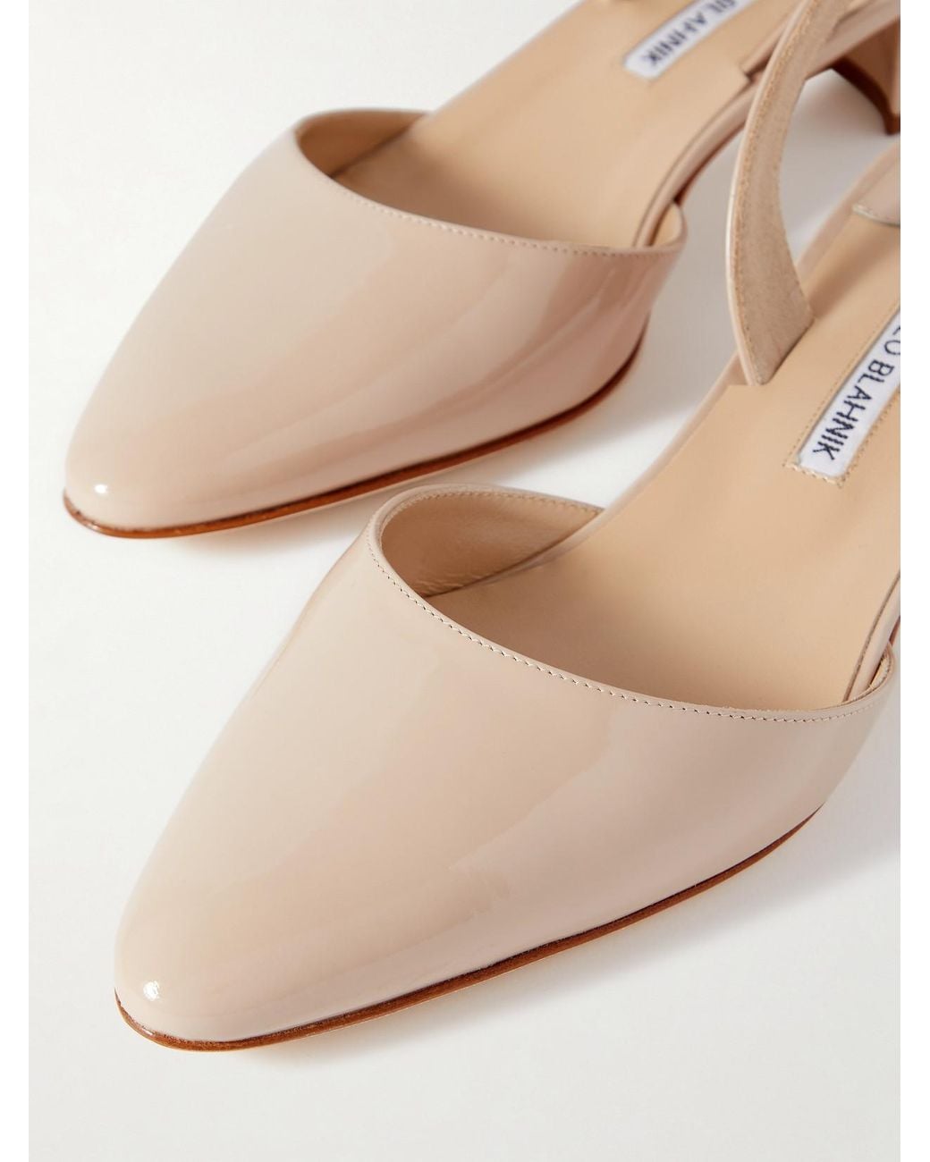 Manolo Blahnik Natural Aspro 30 Patent-Leather Pumps