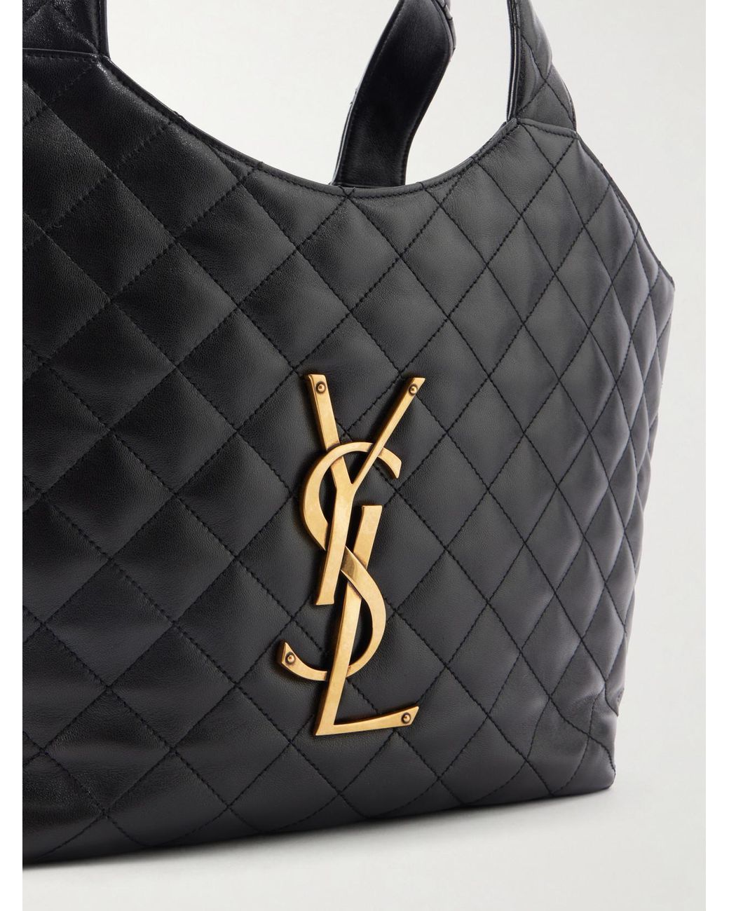 Saint Laurent Black Icare Medium Matelassé Leather Tote