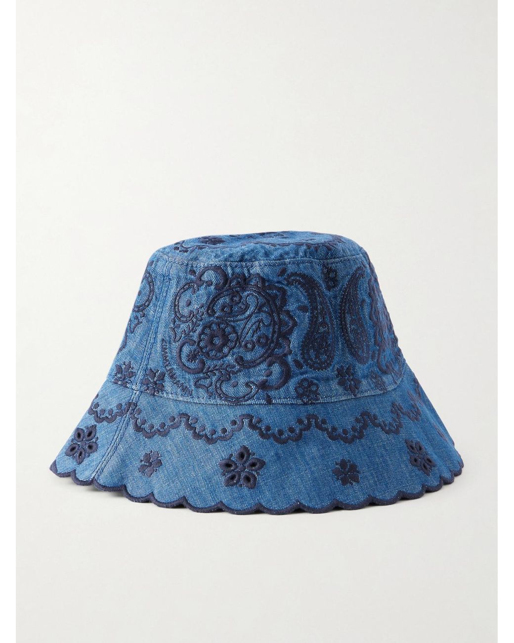 Zimmermann Blue Embroidered Denim Bucket Hat