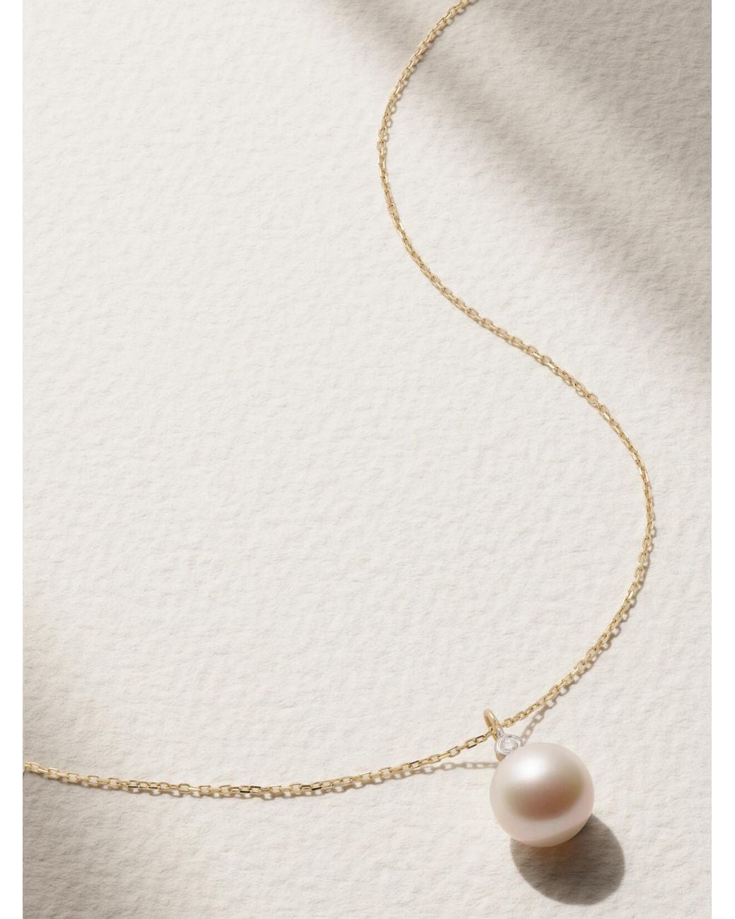 Mateo Natural 14-Karat, Pearl And Diamond Necklace