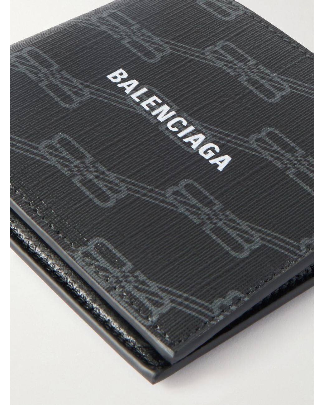 Balenciaga Black Printed Textured-Leather Wallet