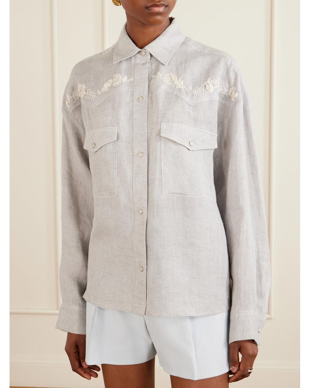 Twp White Carter Shirt With French Knots Shirt