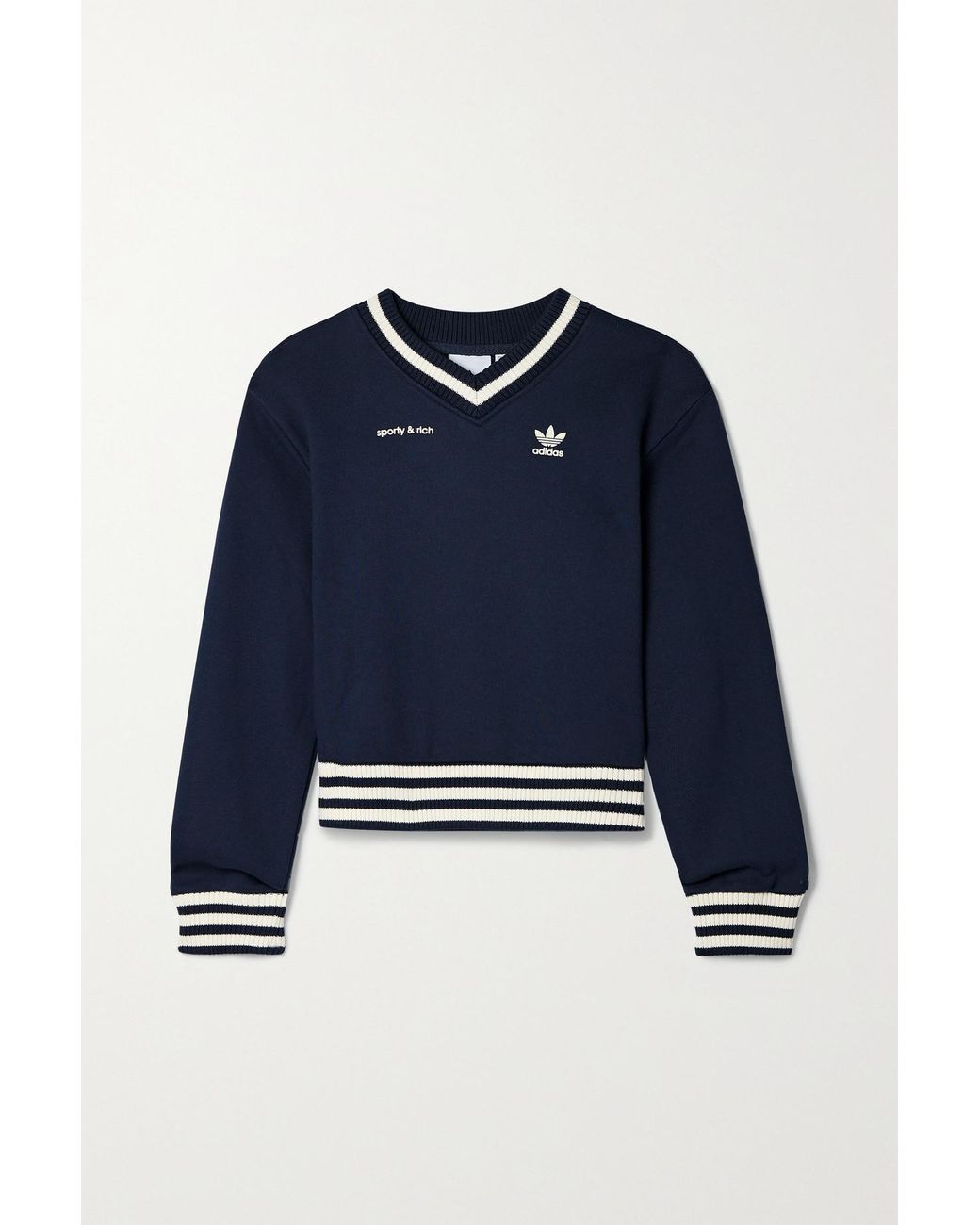 Adidas Originals + Sporty & Rich Flocked Cotton-Jersey Sweatshirt In Blue |  Lyst