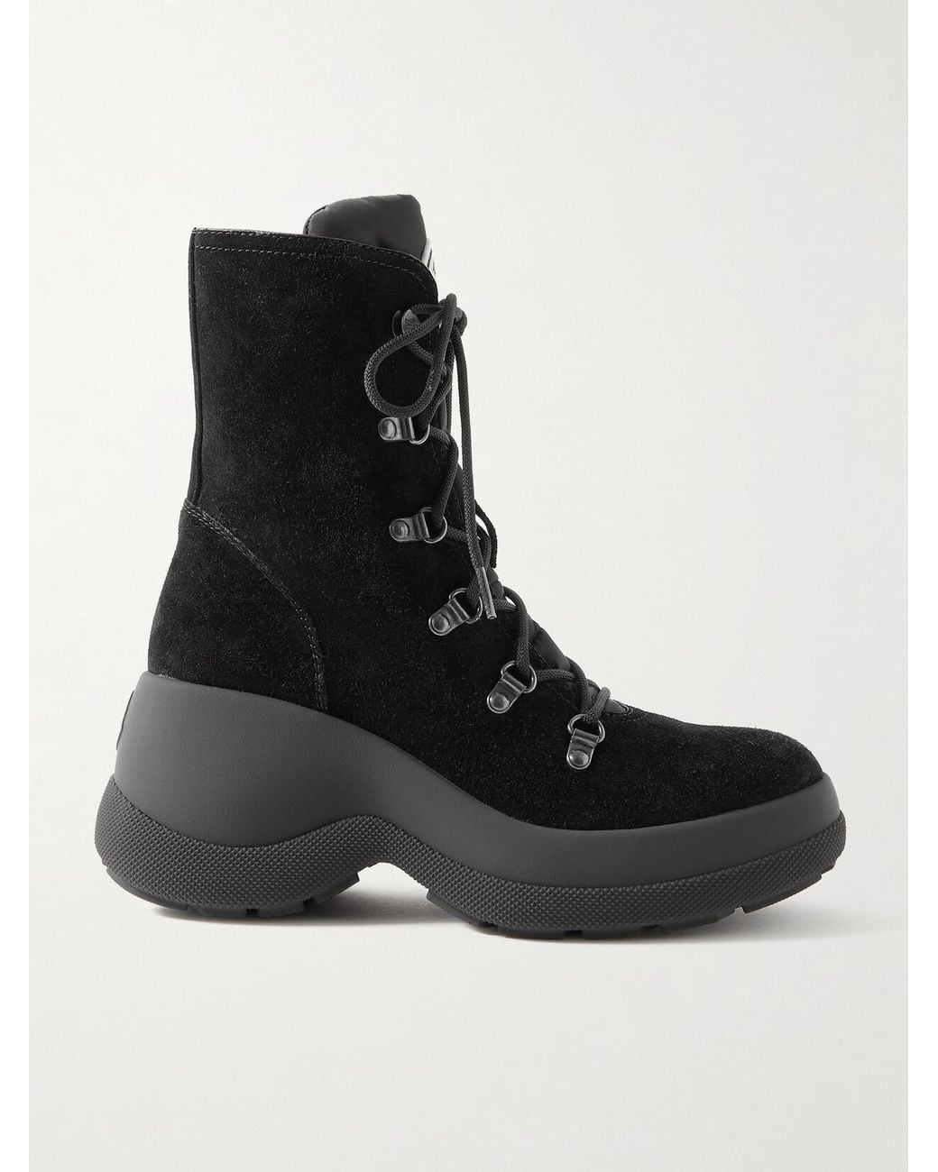 Moncler Black Resile Trek Shell-Trimmed Suede Ankle Boots