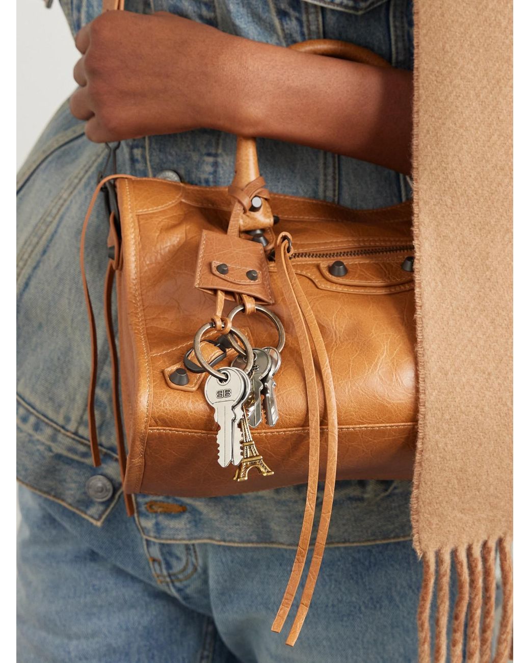 Balenciaga White Le City Charm Eiffel Textured-Leather, And-Tone Bag Charm