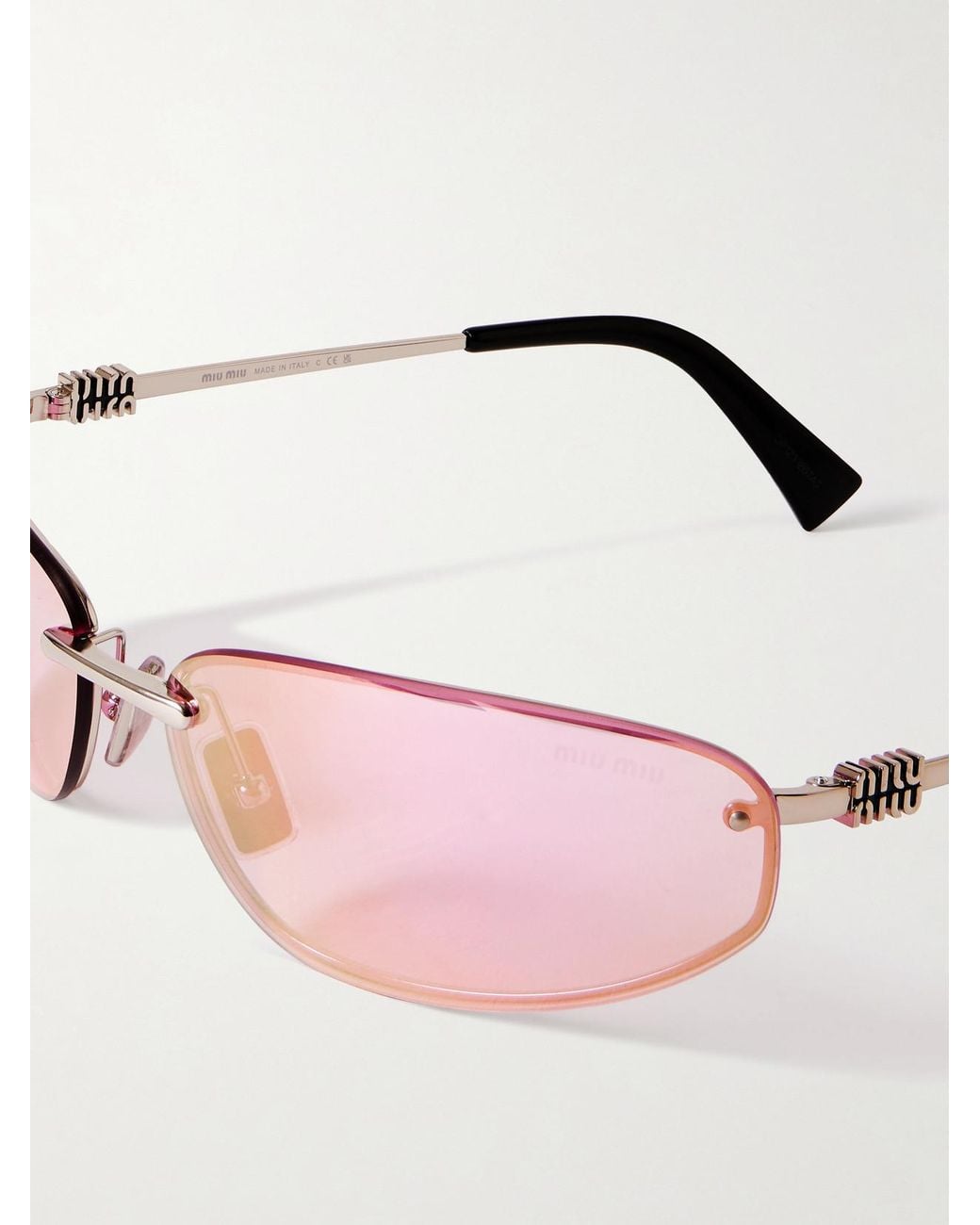 Miu Miu Pink Rimless D-Frame-Tone Sunglasses