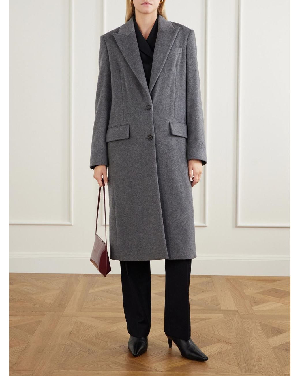 Another Tomorrow Gray Cashmere-Flannel Coat