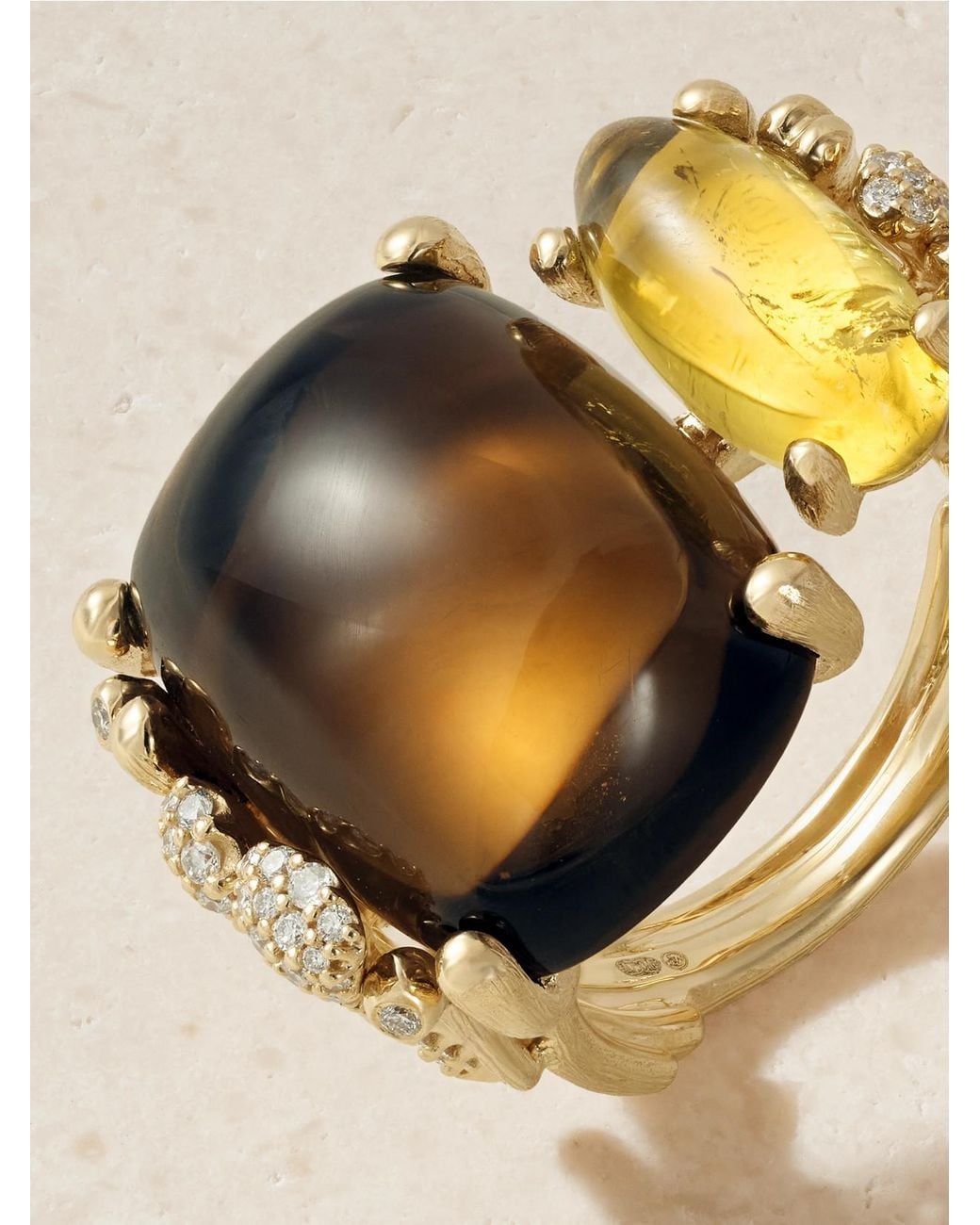 Ole Lynggaard Copenhagen Natural Boho 18-Karat, Quartz, Tourmaline And Diamond Ring