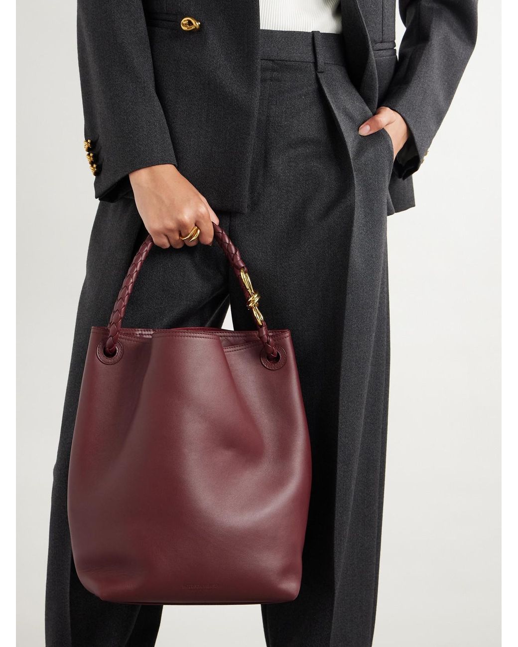 Bottega Veneta Red Andiamo Medium Leather Bucket Bag