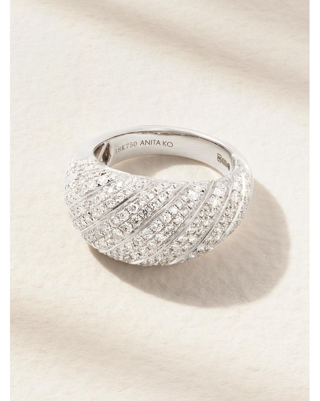Anita Ko Natural Domed 18-Karat Diamond Ring