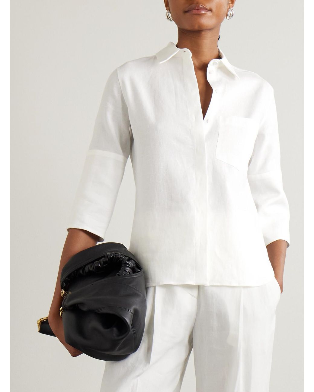 Another Tomorrow White Linen Shirt