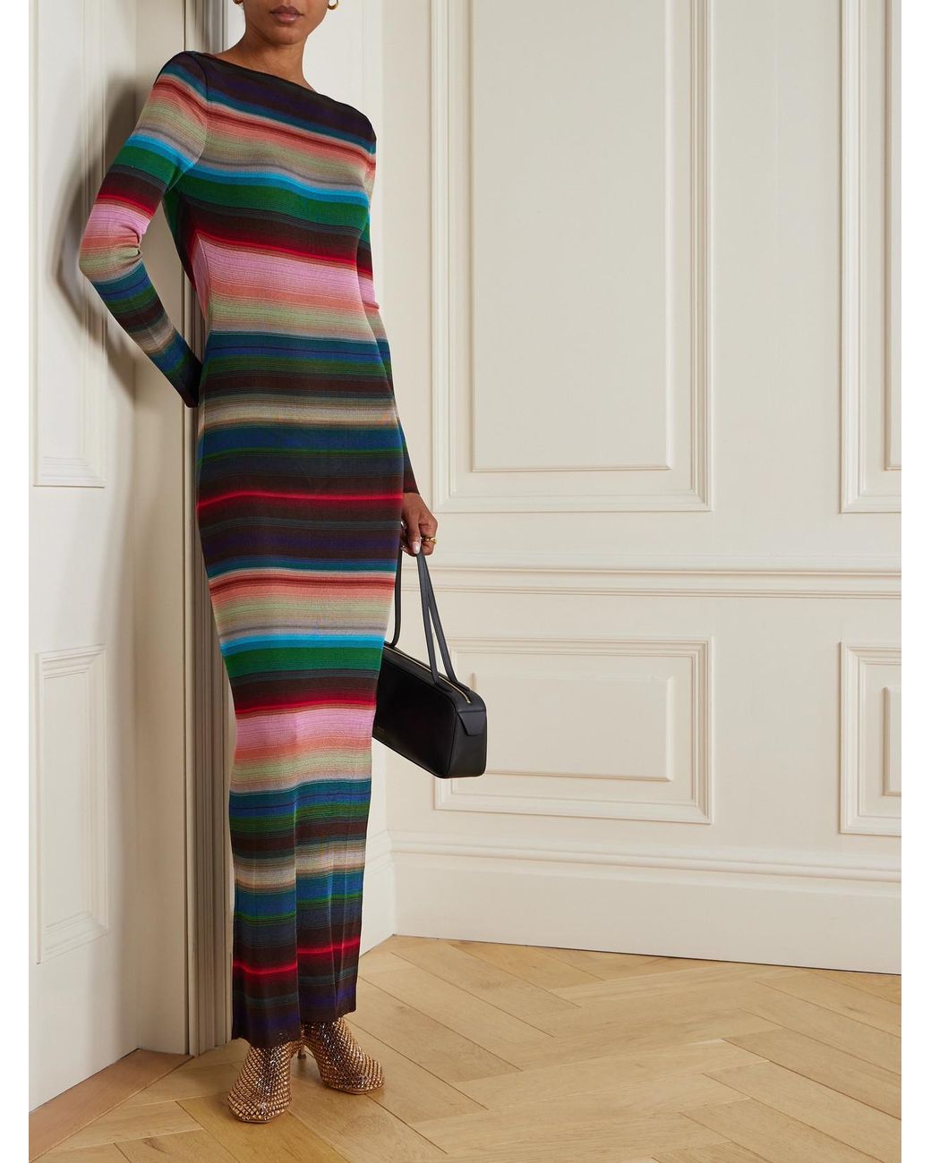 Missoni Striped Crochet-Knit Maxi Dress in Blue | Lyst