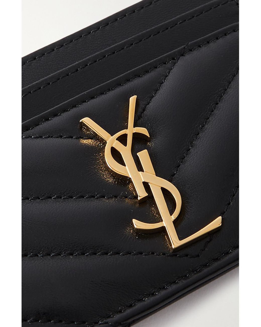 Saint Laurent Black Cassandre Matelassé Leather Cardholder