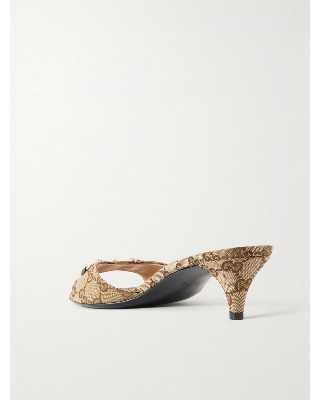 Gucci Natural Horsebit-Embellished Canvas-Jacquard Sandals