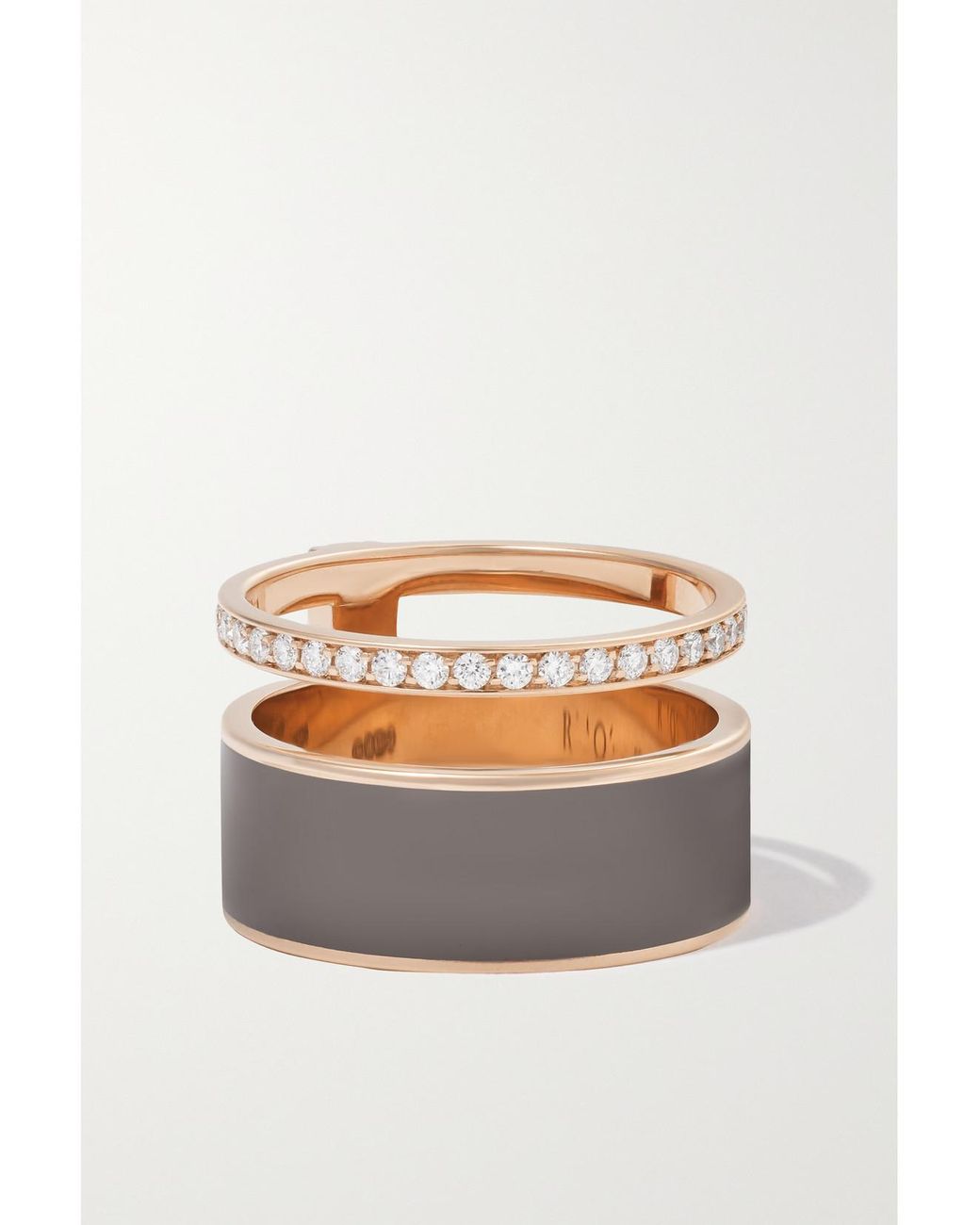 Repossi Gray Berbere 18-Karat Rose, Lacquer And Diamond Ring