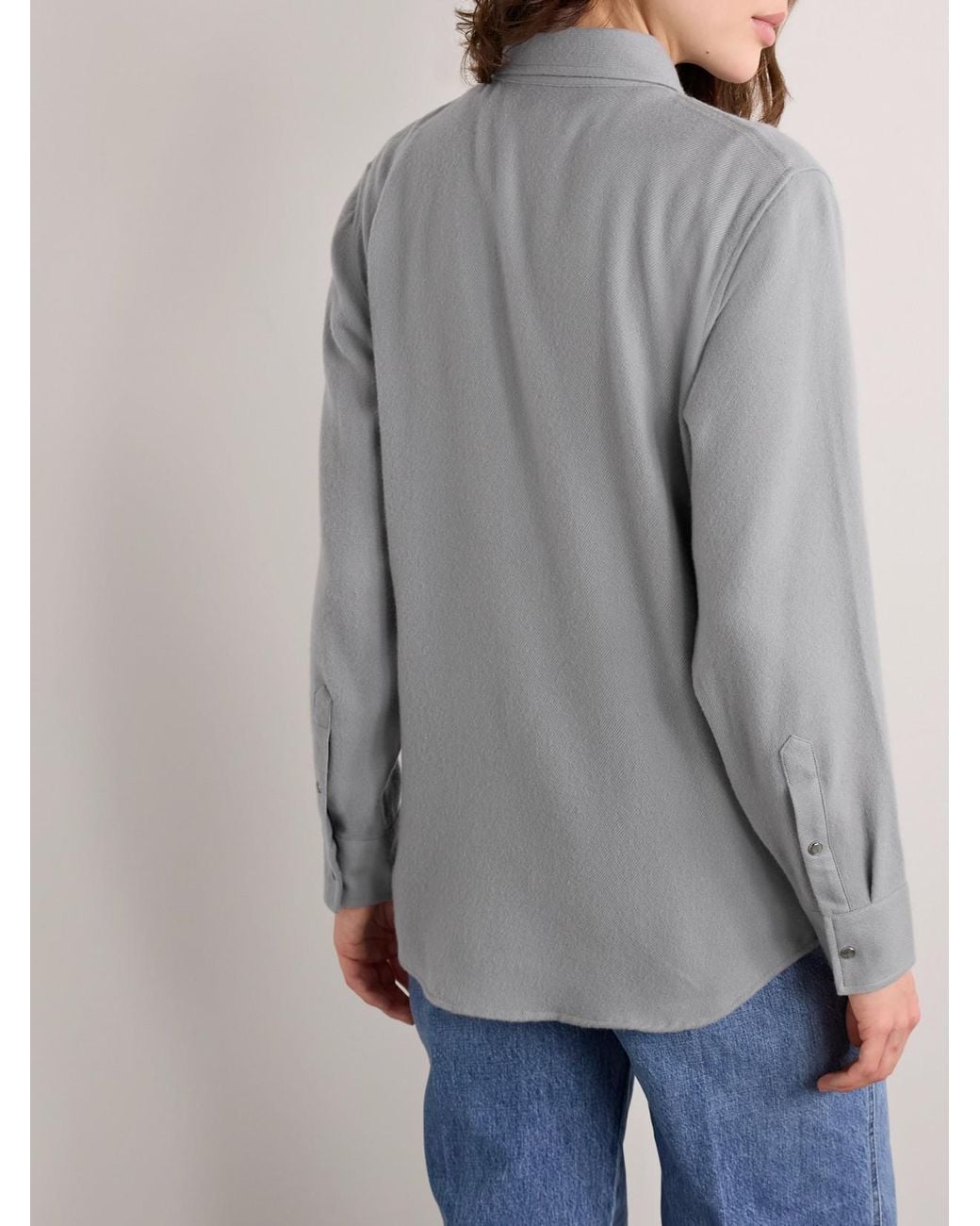 God's True Cashmere Gray Cashmere-Twill Shirt