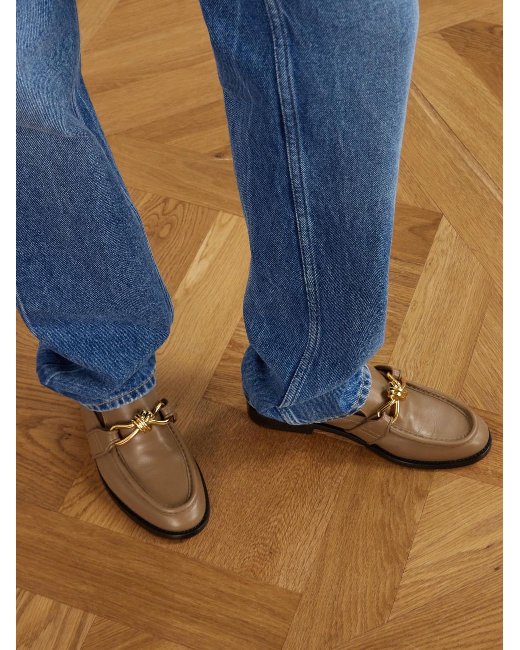 Bottega Veneta White Astaire Embellished Leather Loafers