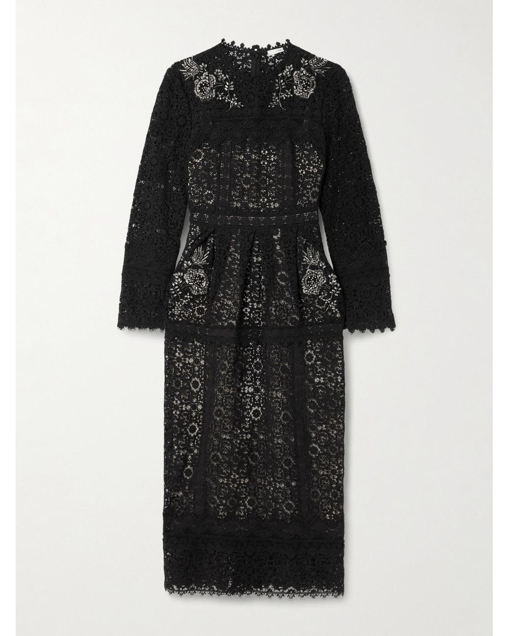 chinese dress ladies Floral Guipure Lace Midi Dress