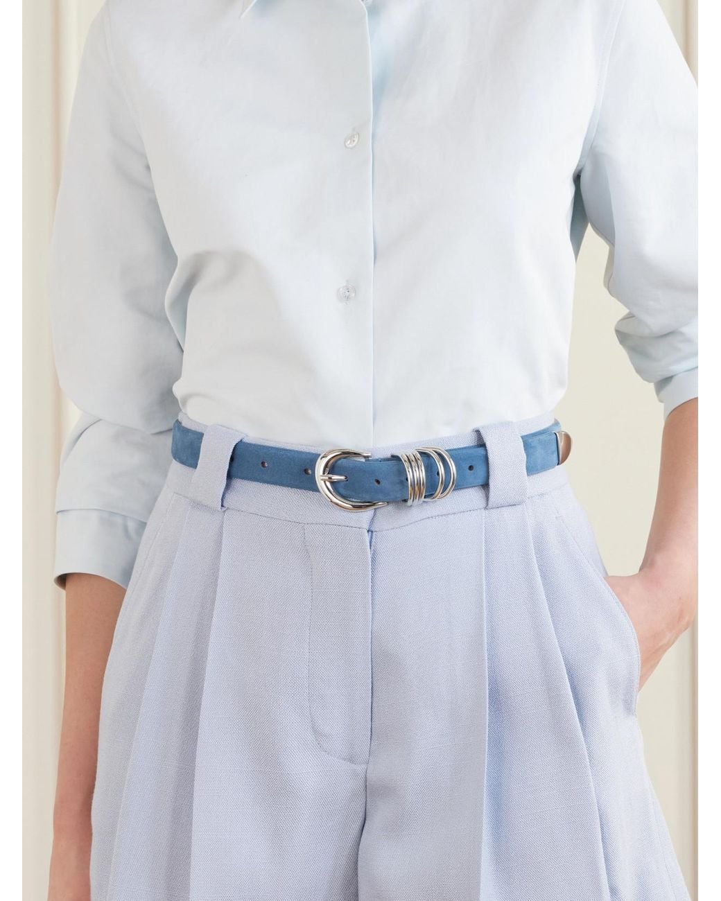 DEHANCHE Blue Hollyhock Suede Belt