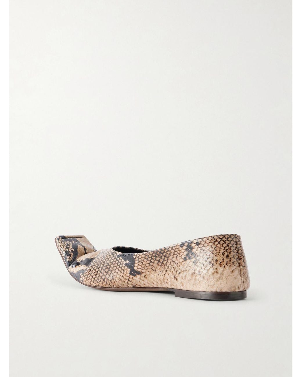 Khaite Natural Marlene Snake-Effect Leather Ballet Flats