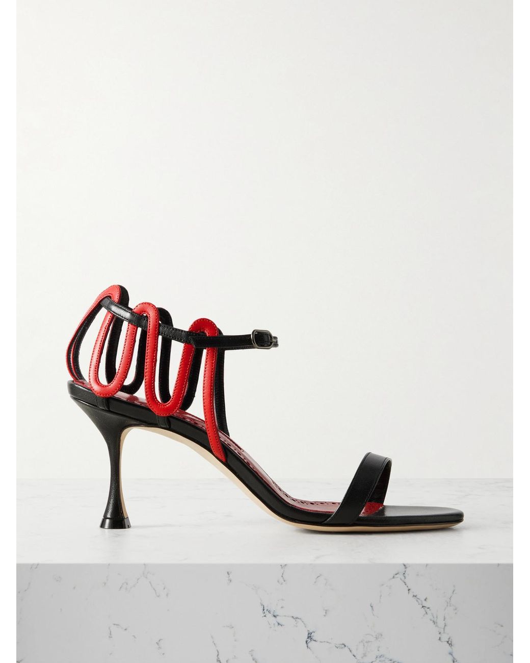 Manolo Blahnik Chafarsan 70 Two-Tone Leather Sandals in