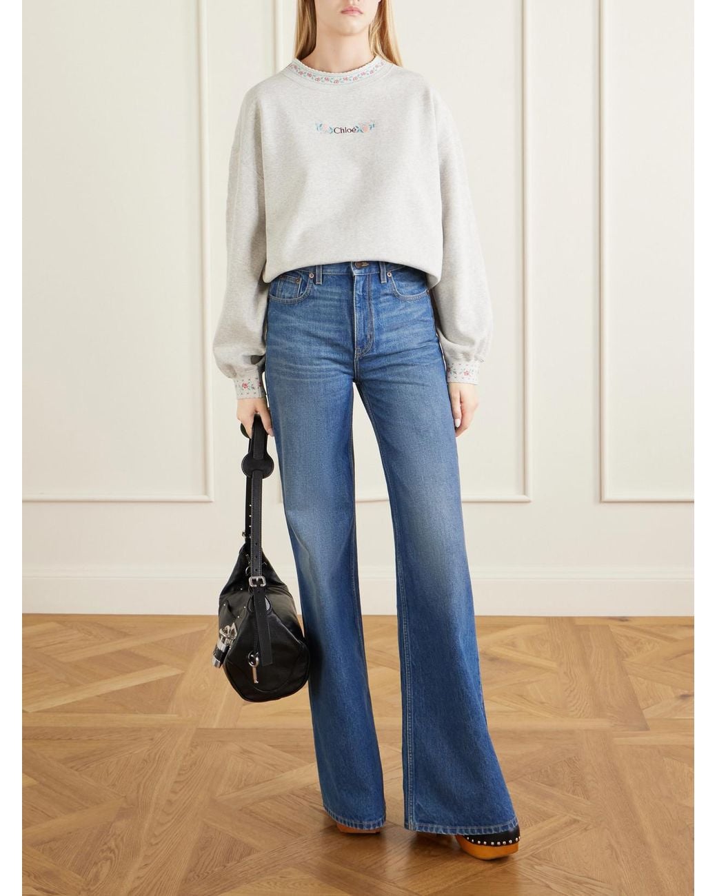 Chloé White Logo-Embroidered Scalloped Cotton-Jersey Sweatshirt