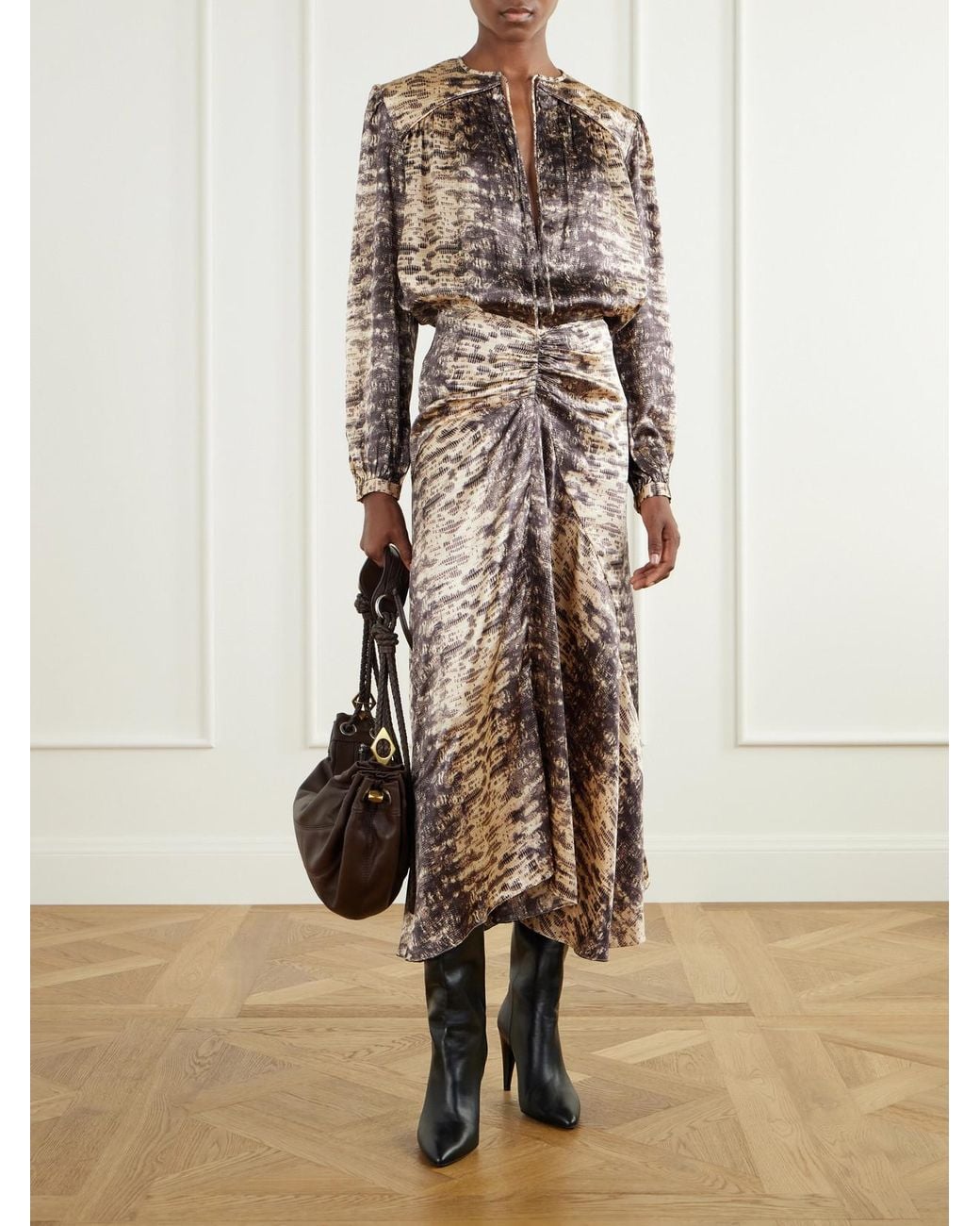 Isabel Marant Brown Laraya Printed Silk Blouse