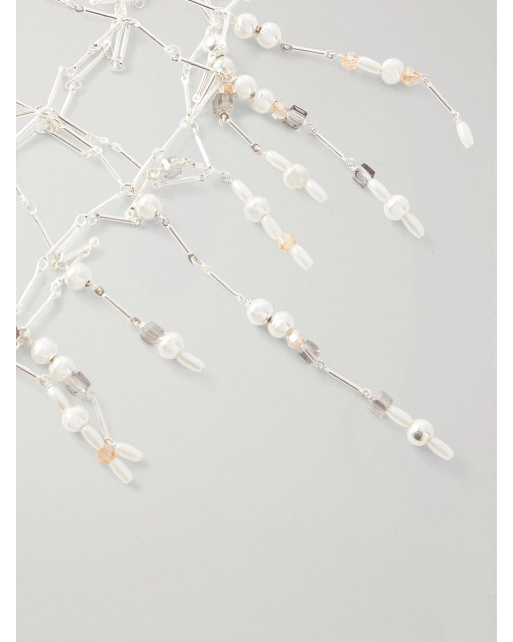 Rabanne White Chainmail Beads-Embellished Headpiece