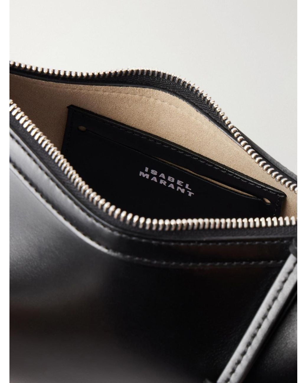 Isabel Marant Black Oskan Moon Studded Leather Shoulder Bag