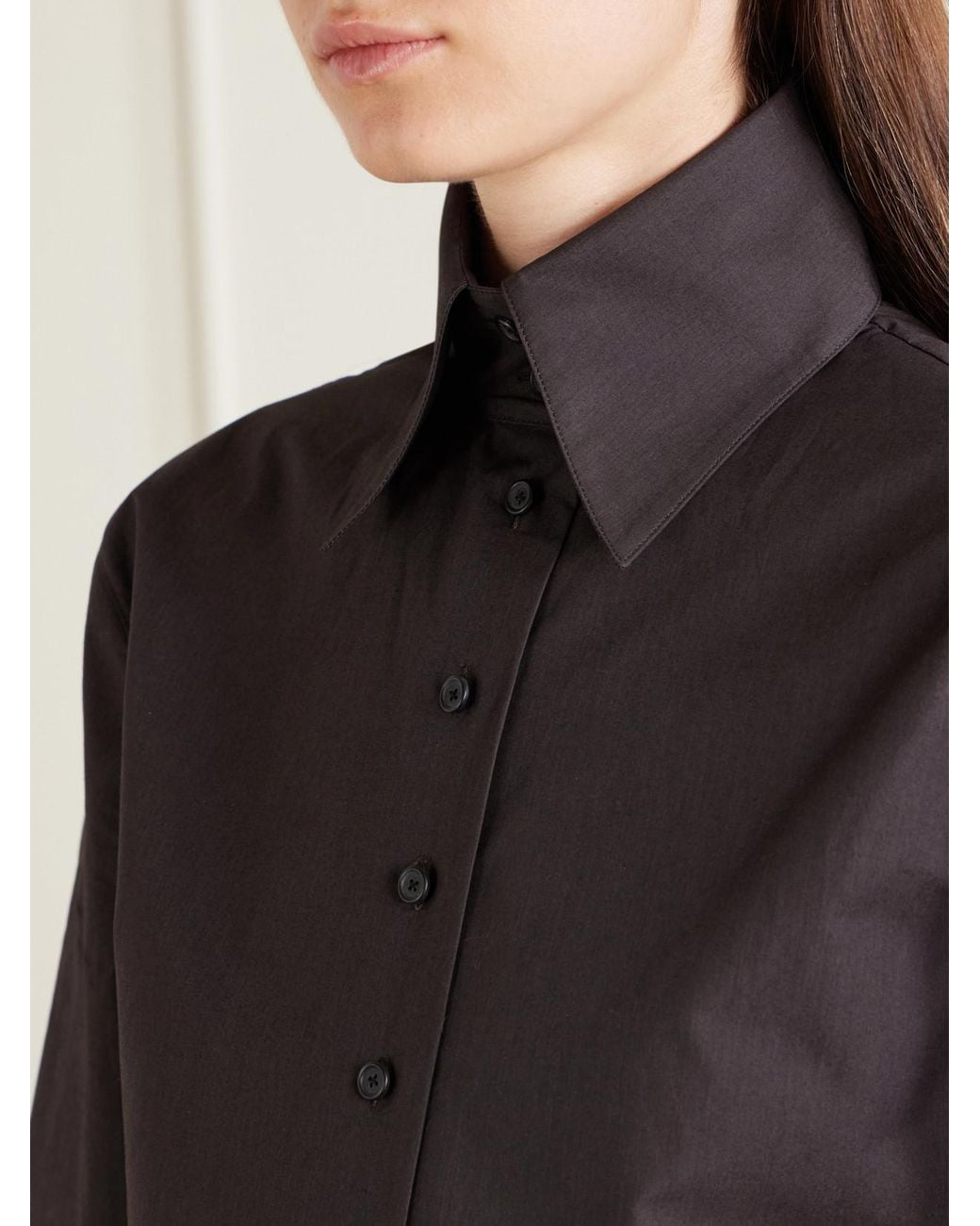 Khaite Black Ivy Cotton-Poplin Shirt
