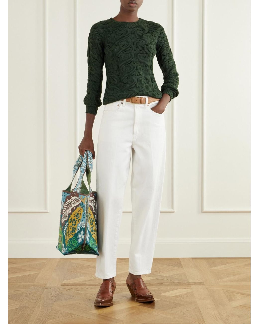 ALÉMAIS Blue Florence Floral-Jacquard Tote