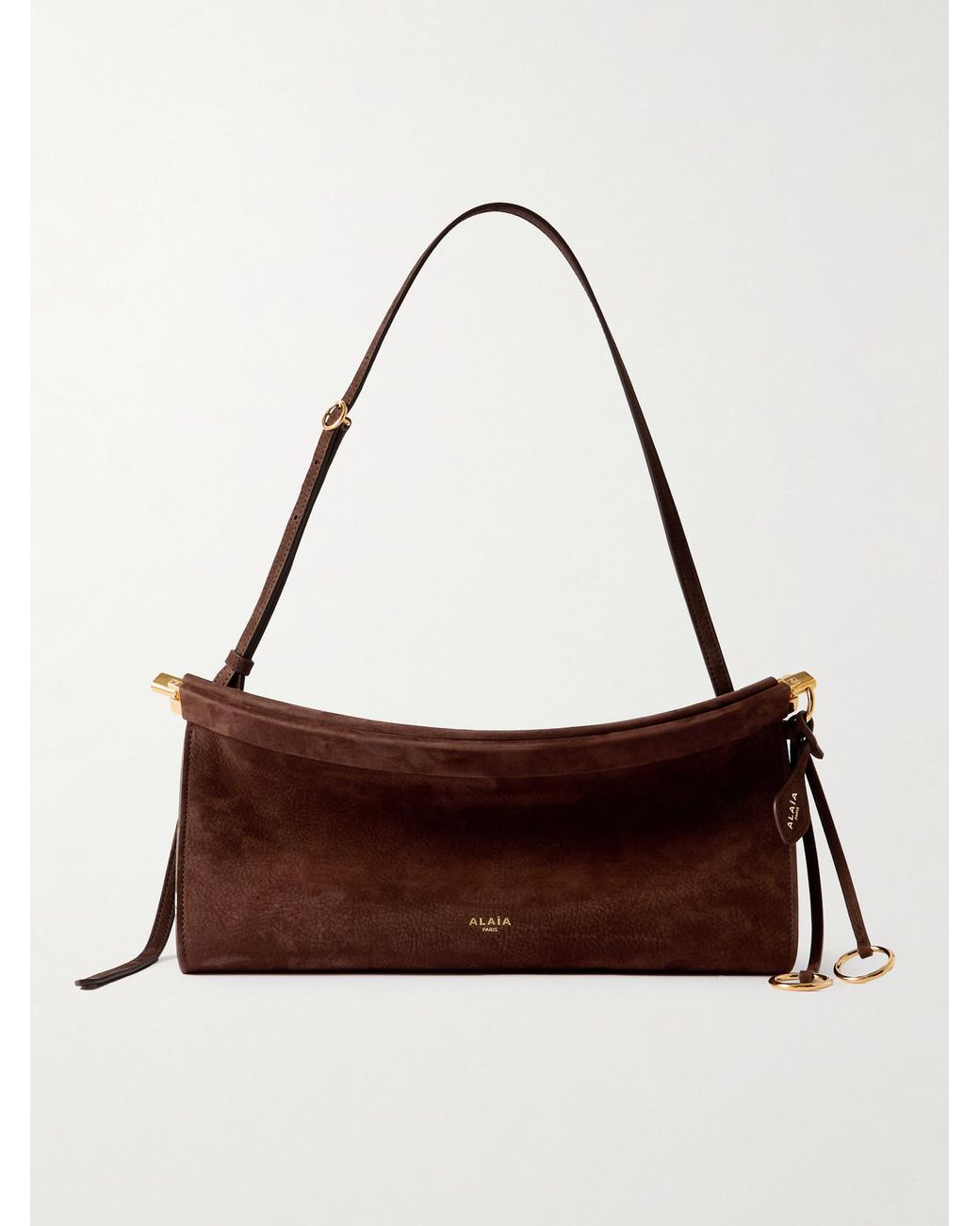 Alaïa Brown Le Click E/W Medium Nubuck Shoulder Bag