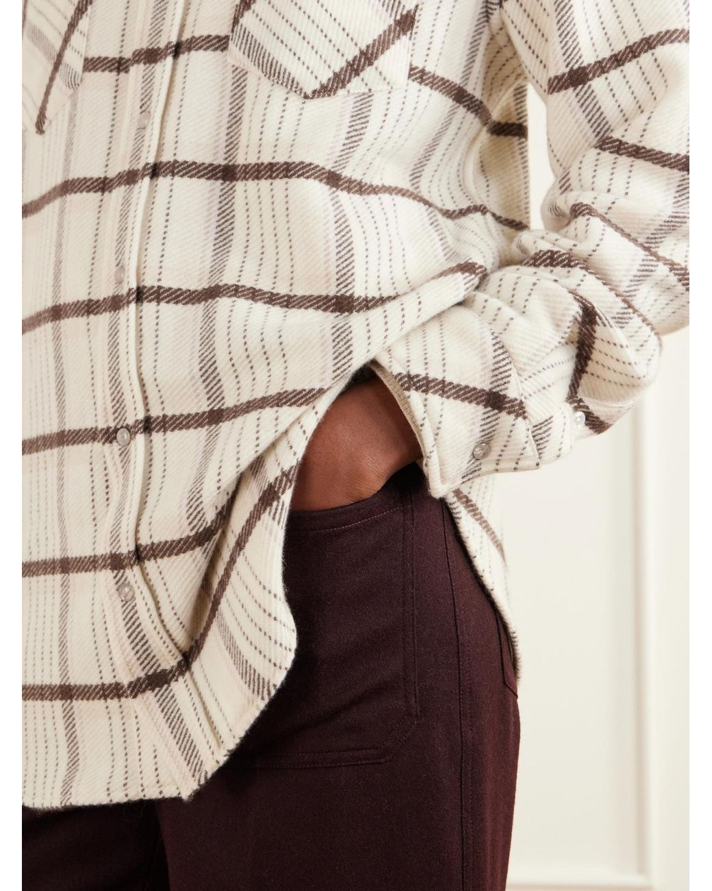God's True Cashmere Natural Checked Cashmere Shirt