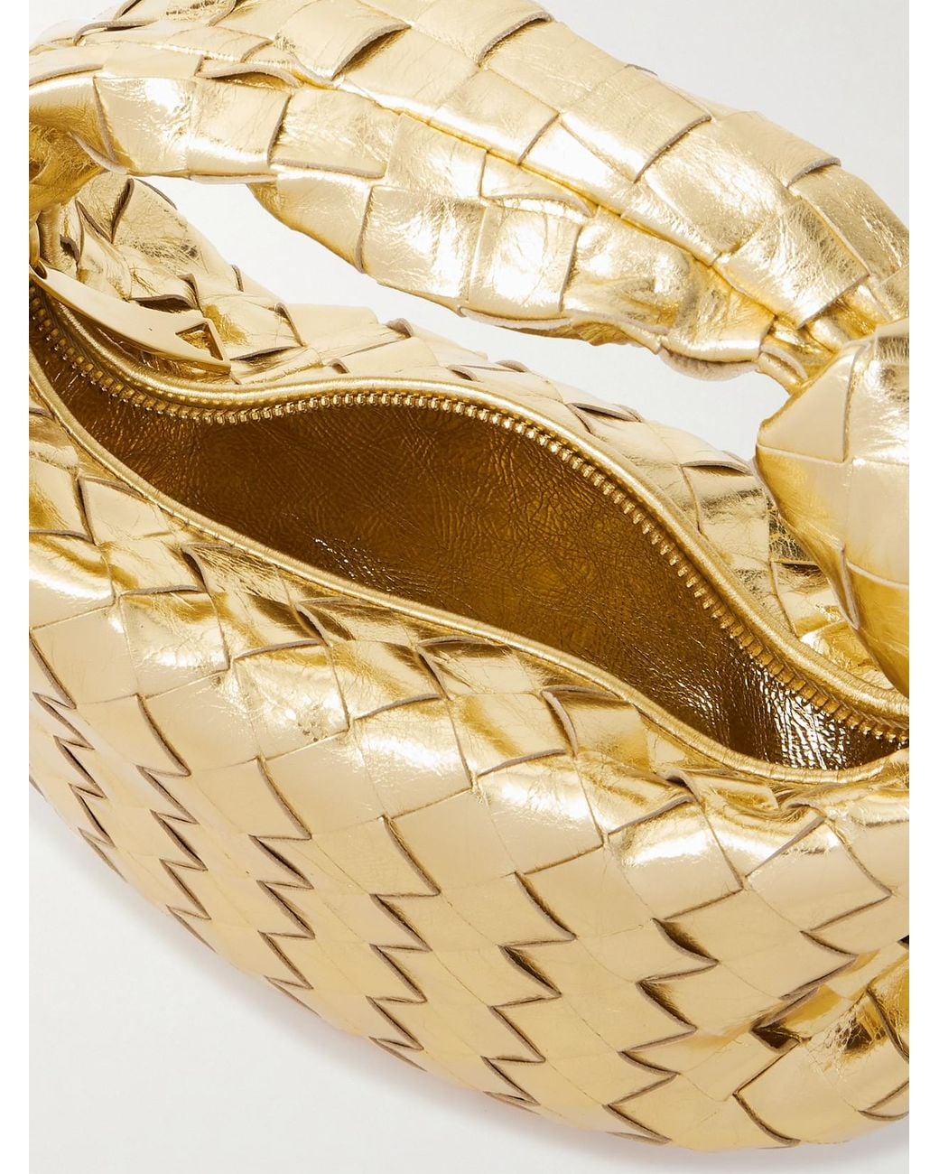 Bottega Veneta Jodie Mini Intrecciato Metallic Leather Tote