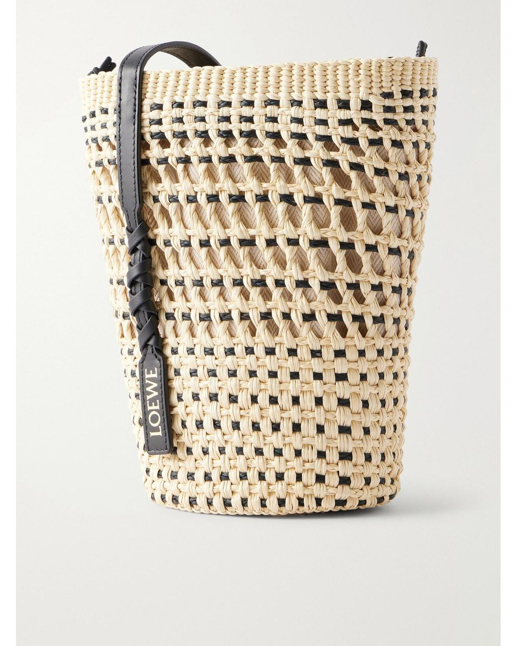 Loewe Natural Paula's Ibiza Braid Leather-Trimmed Raffia Shoulder Bag