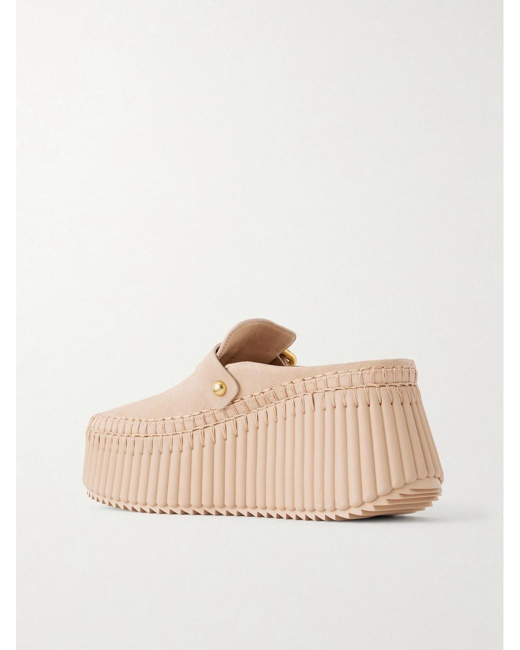 Chloé Natural Nama Suede Platform Mules