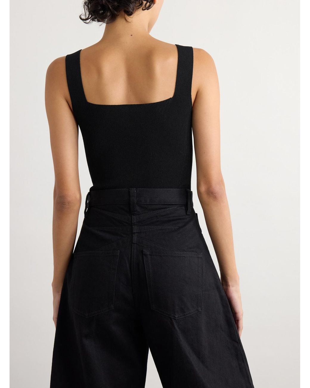 Alaïa Black Ribbed Jersey Bodysuit