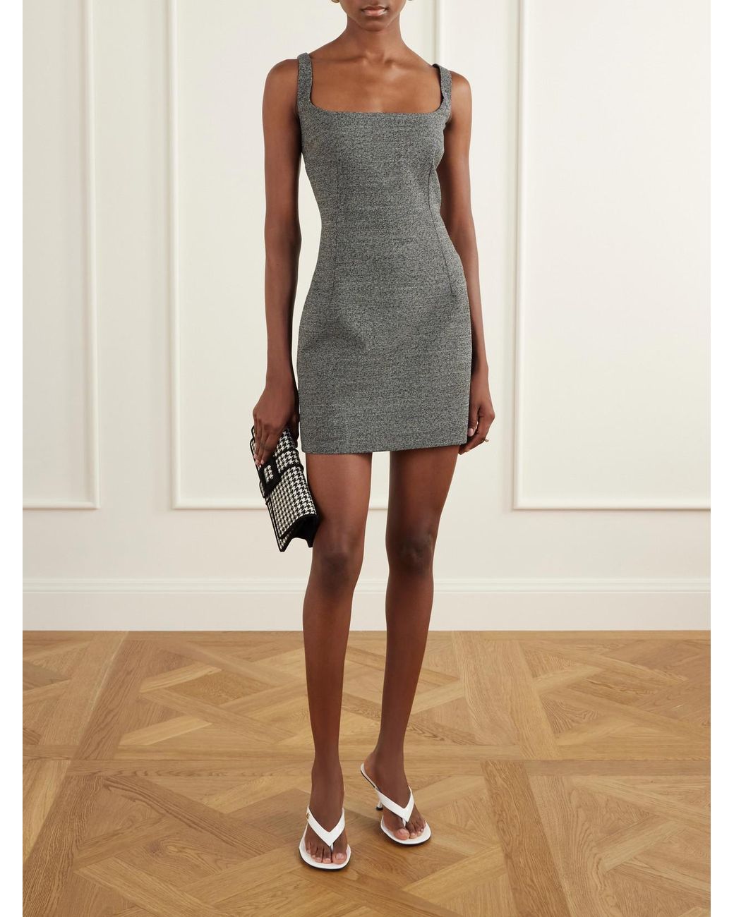 Dolce & Gabbana Gray Stretch-Wool Mini Dress