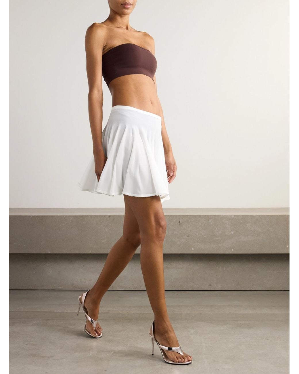 Alaïa White Pleated Jersey Mini Skirt