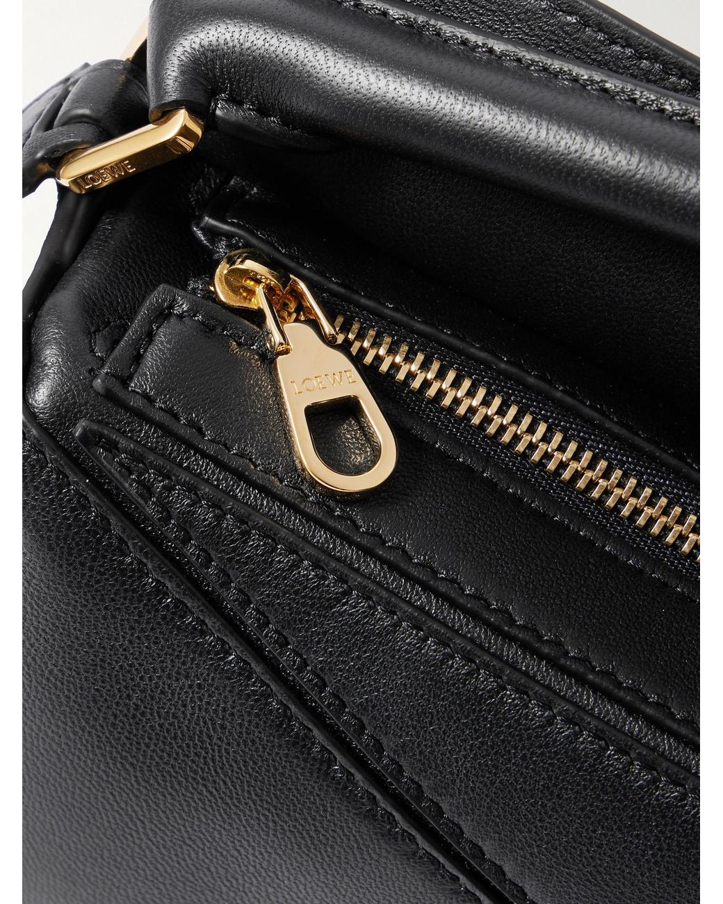 Loewe Black Featherlight Puzzle Mini Textured-Leather Top-Handle Bag