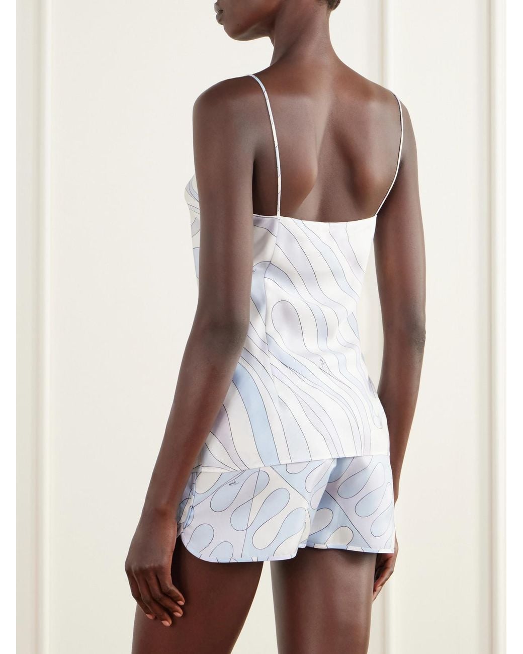 Emilio Pucci White Printed Silk-Twill Cami
